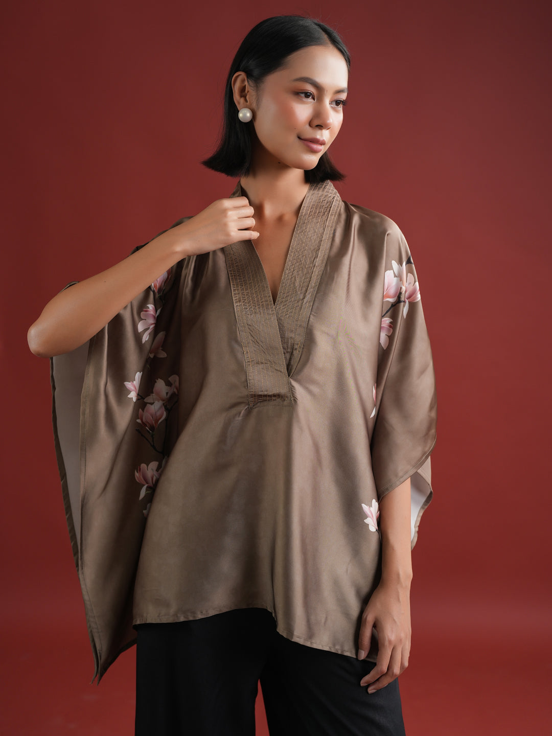 Olive Color Floral Peinted Co-ords Set