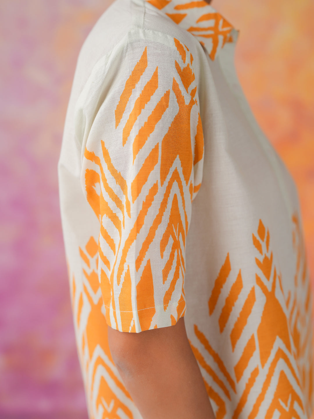 Orange Pure Cotton Co-ords Set for Women - SanskrutiHomes 