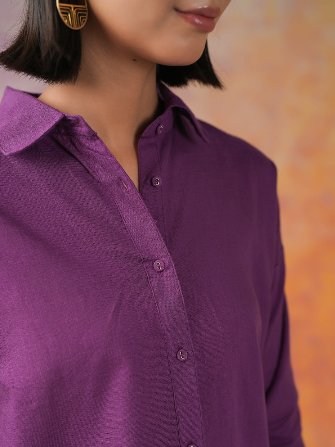 Purple Color Solid Print Cotton Co-ords Set