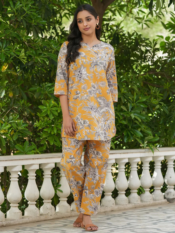Buy Yellow Cotton Printed Loungewear Set Online @ Best Price