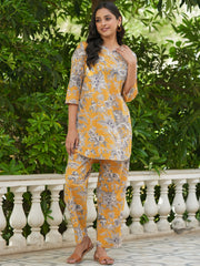 Yellow Cotton printed loungewear set