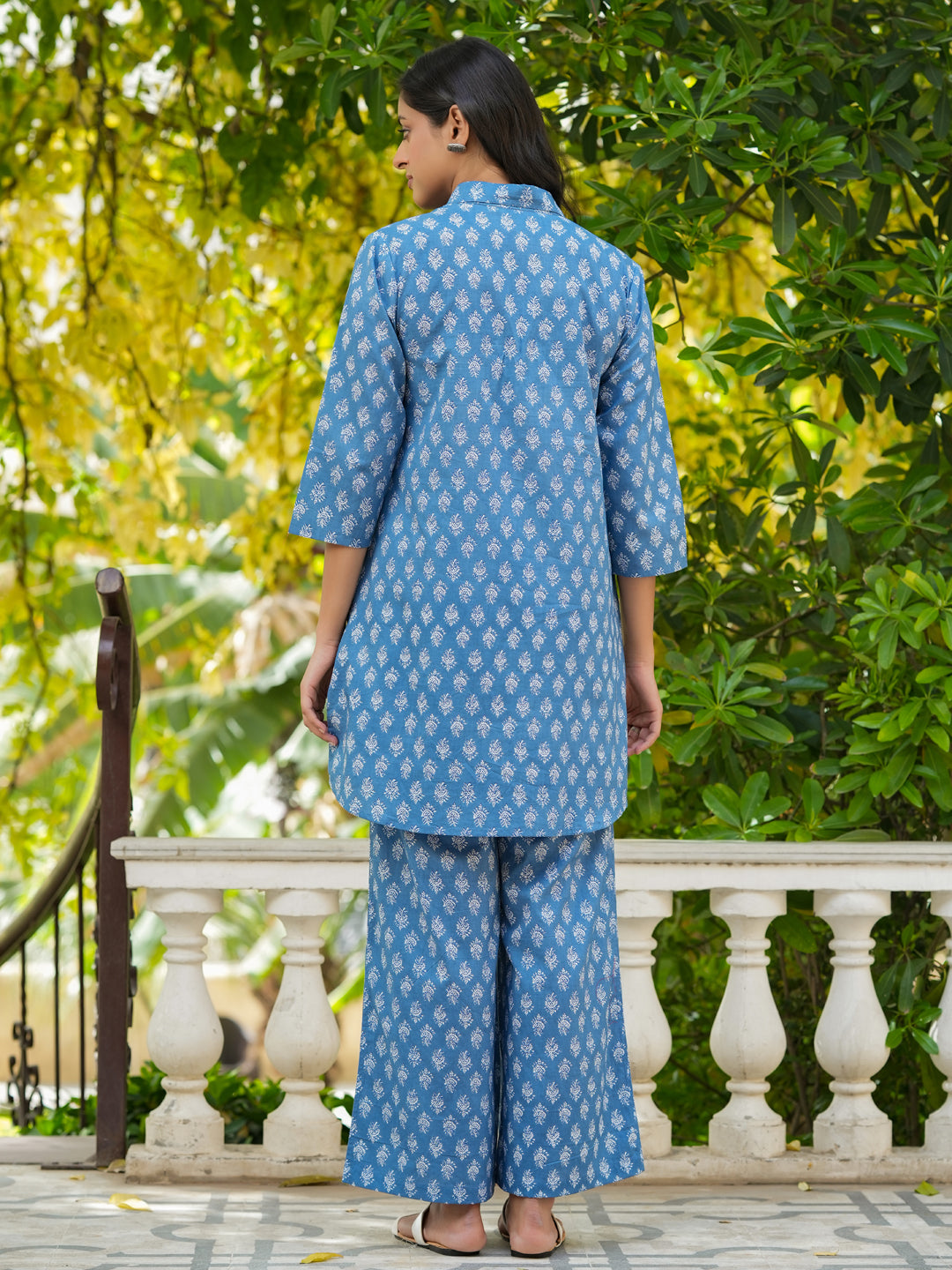 AZURE BLUE Printed pure cotton co-ord set