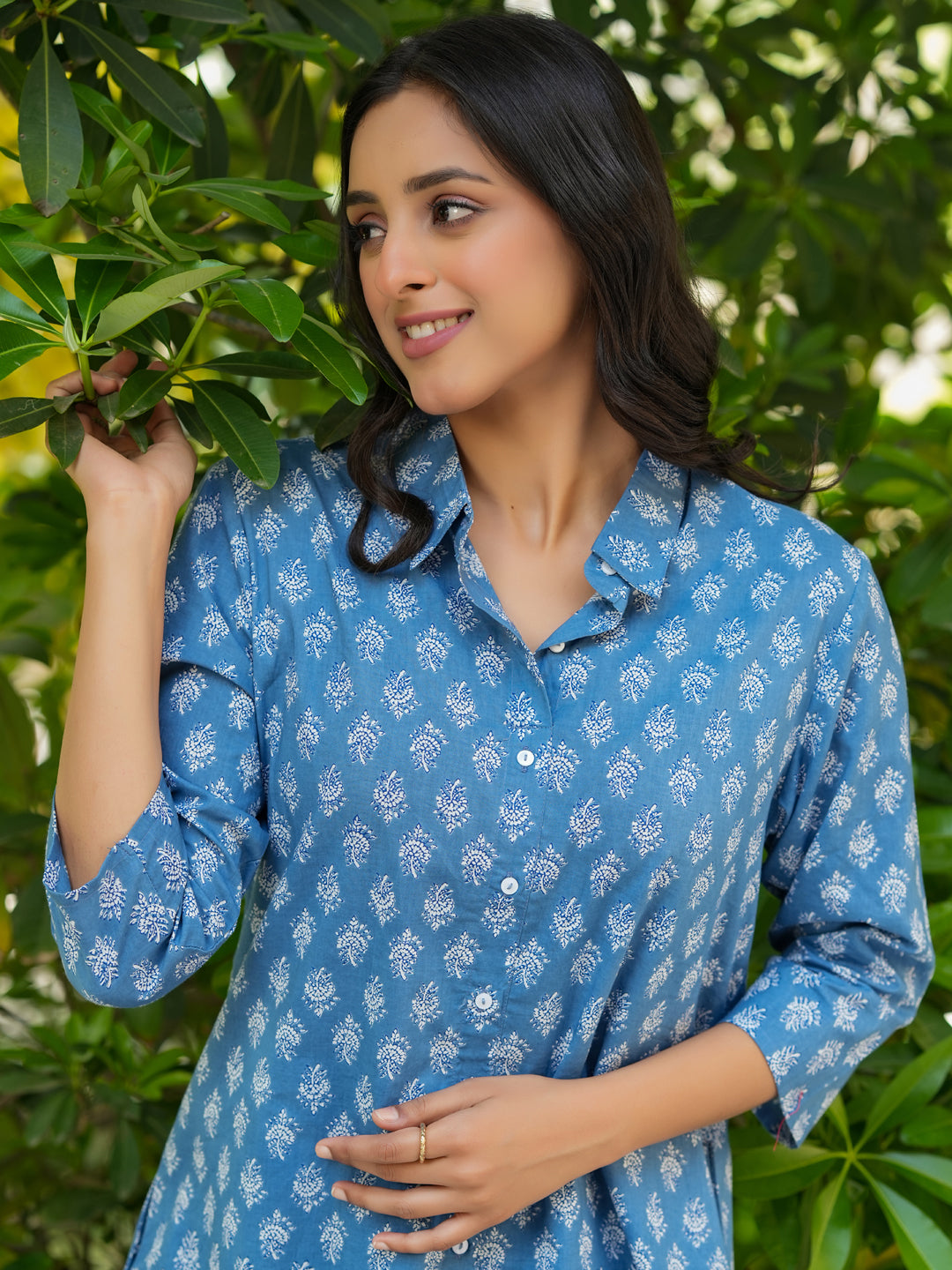 AZURE BLUE Printed pure cotton co-ord set