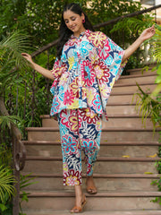 Multi-color floral Kaftan sleep  Set