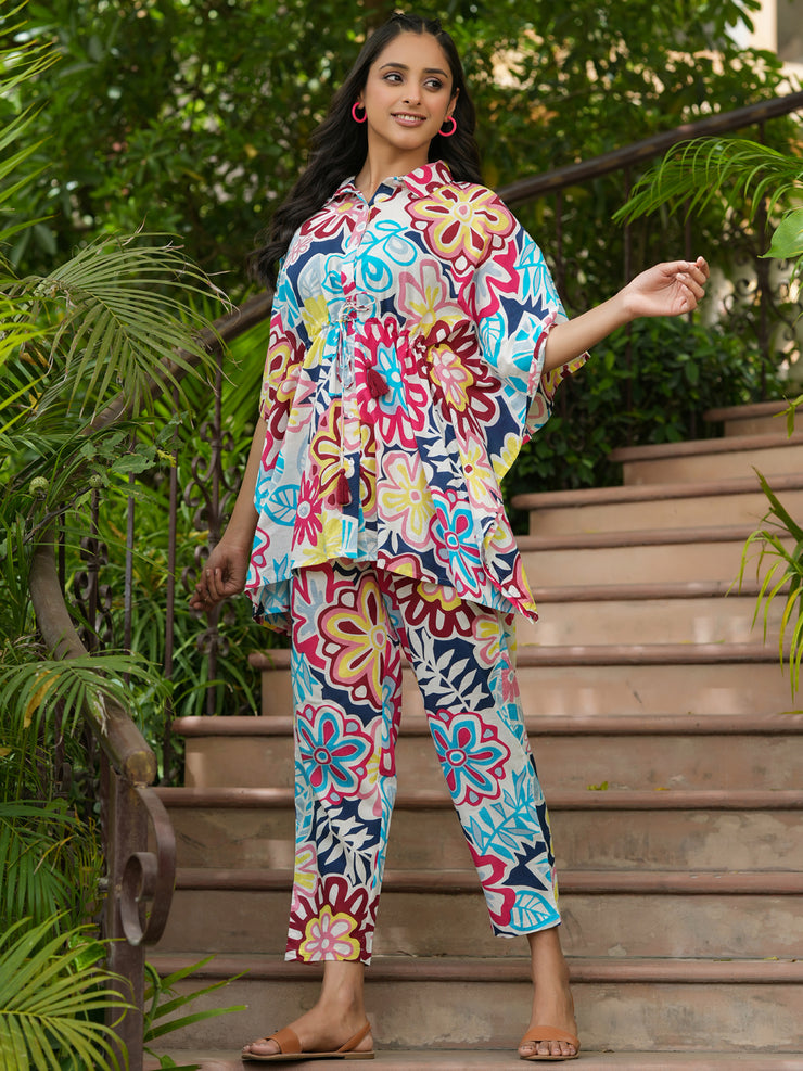 Multi-color floral Kaftan sleep  Set