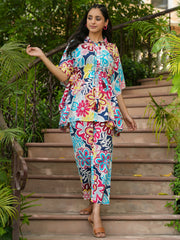 Multi-color floral Kaftan sleep  Set