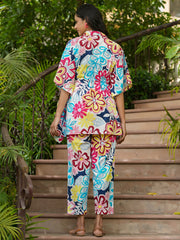 Multi-color floral Kaftan sleep  Set