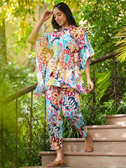 Multi-color floral Kaftan sleep  Set