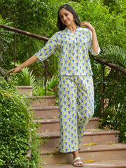 Off- white Cotton Night Suit Set