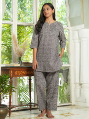 Grey abstract cotton loungewear set