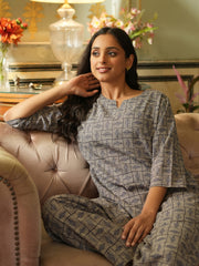 Grey Cotton printed loungewear set