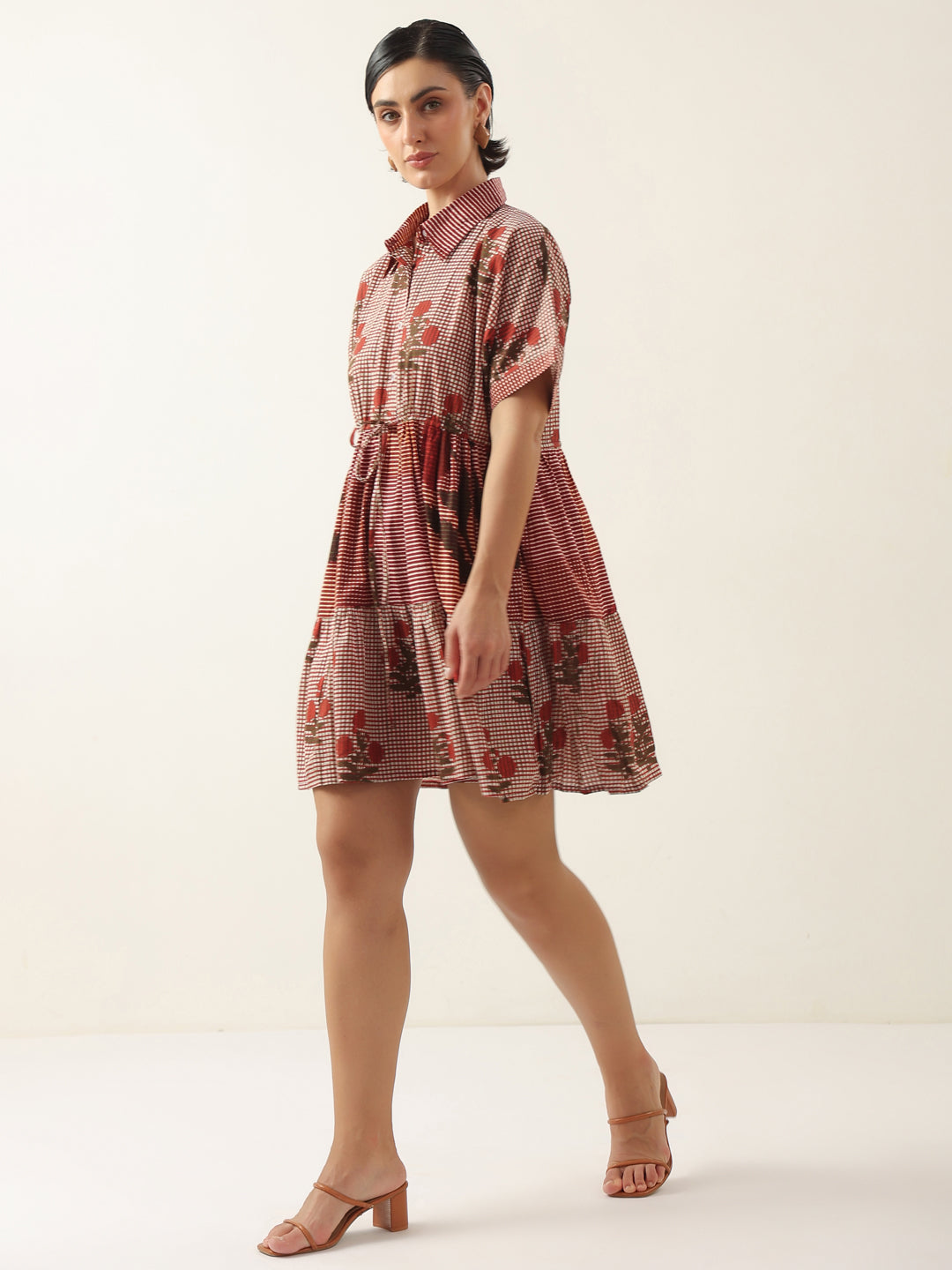 Red Color Floral Printed Dress for Women