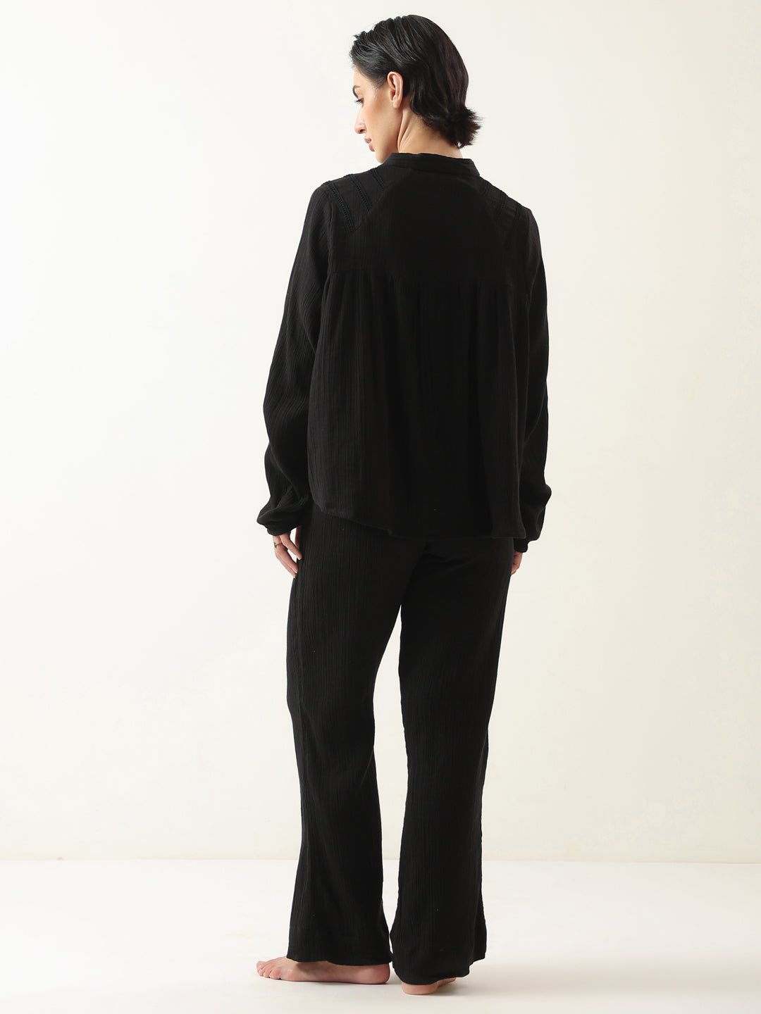 Black Color Round Neck Pure Cotton Co-ords Set for Women