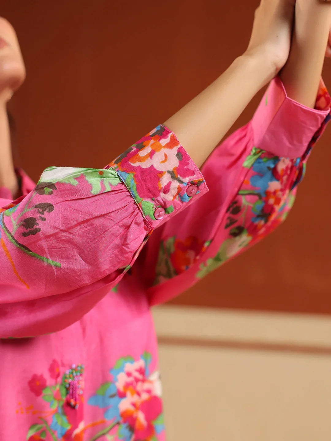 Pink Floral Print Relaxed Shirt and Trousers Co-ords Set - SanskrutiHomes 