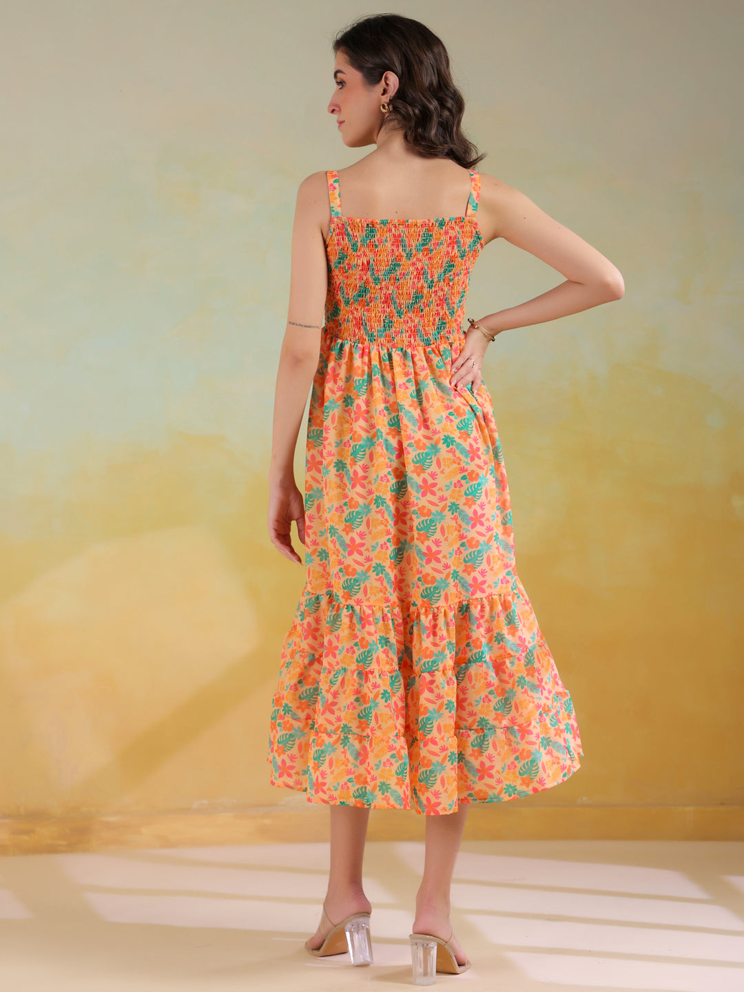 Pink Color Floral Printed Dress For Women