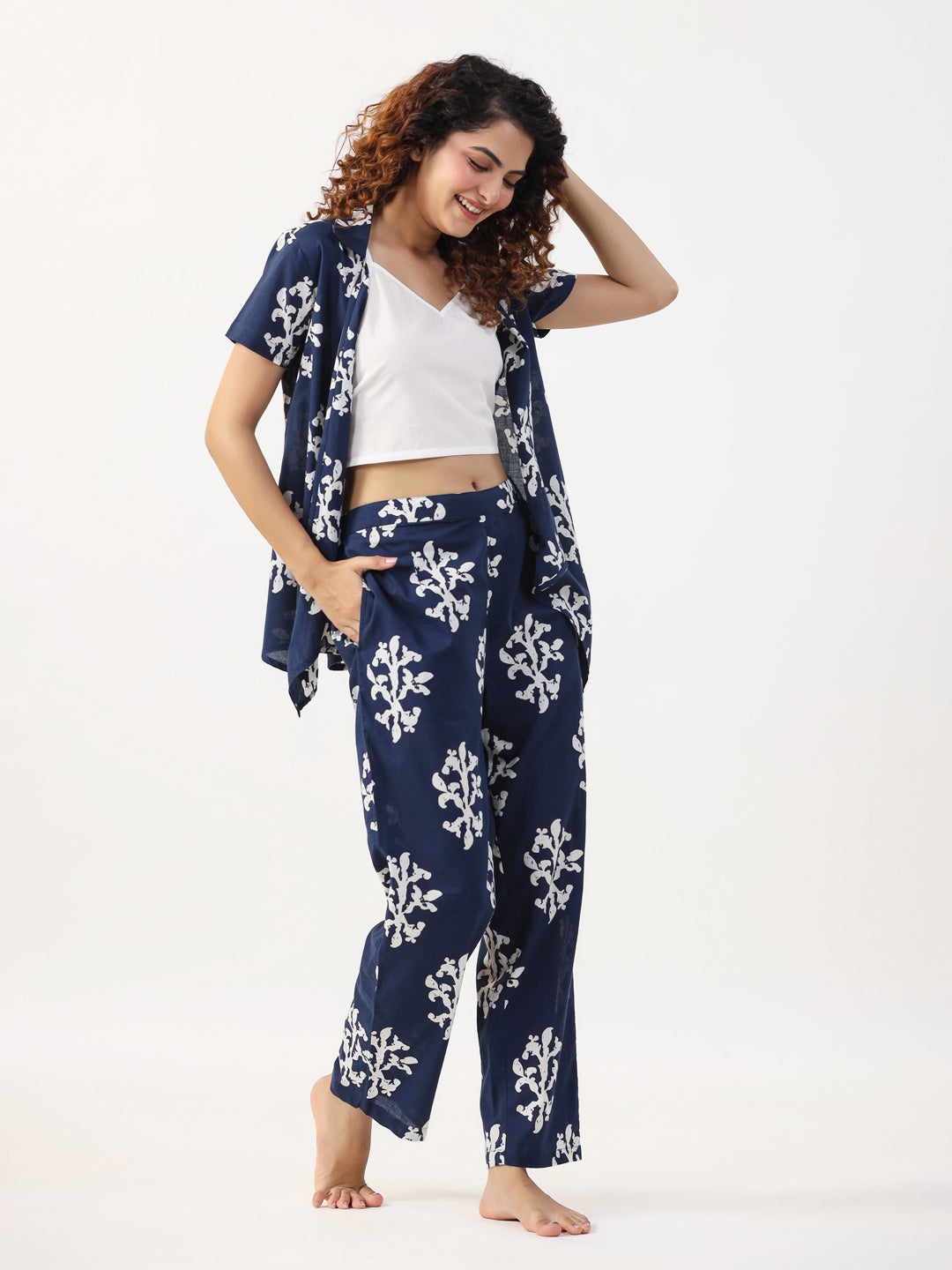Indigo booti 3 pc Night Suit Set with Pyjama