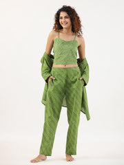 AVOCADO GREEN Bhandej Cotton 3 peice Co-ord set