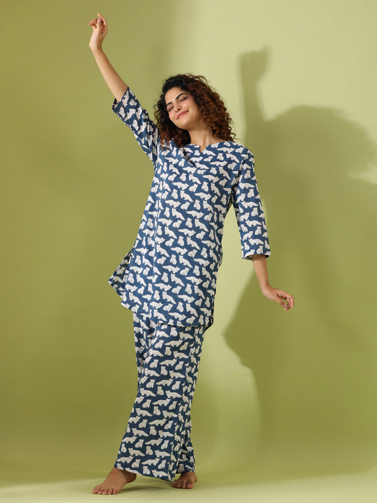 Blue panda  print loungewear set