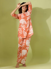 Orang leaf print loungewear set