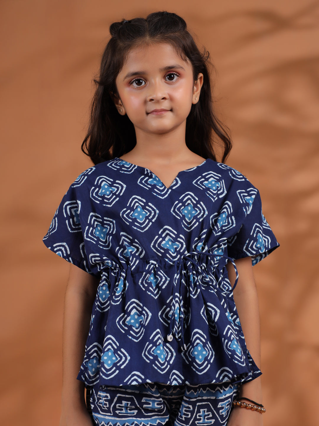 Blue Floral Printed Cotton Night Suit for Kids