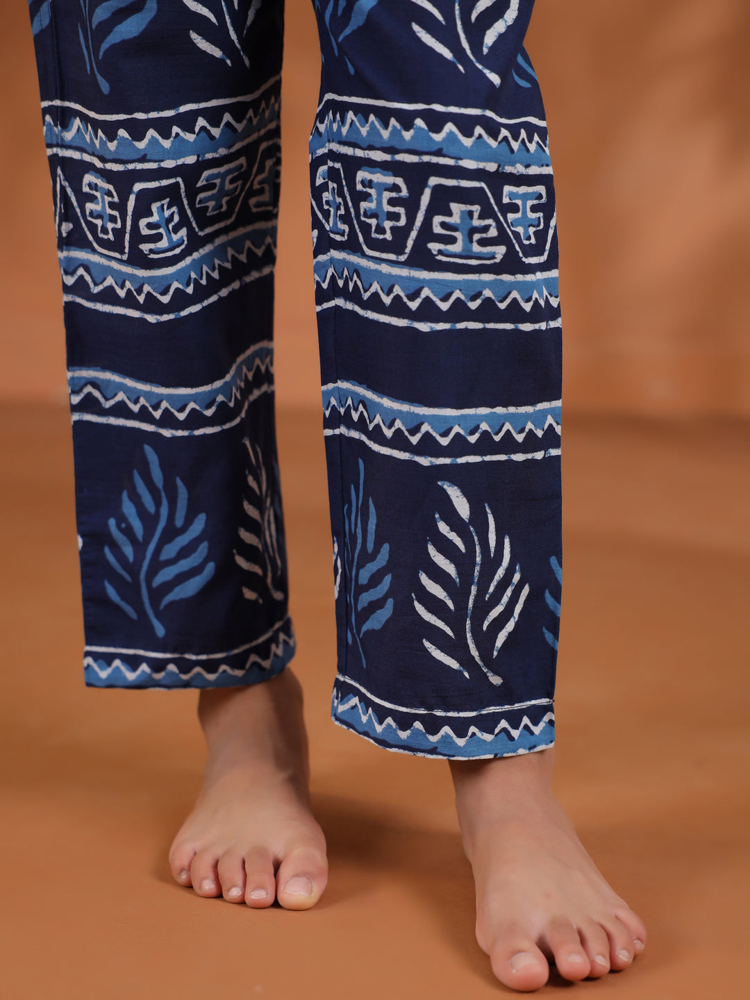 Blue Floral Printed Cotton Night Suit for Kids
