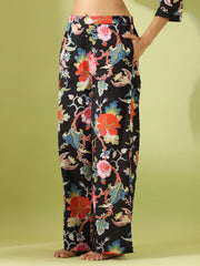 Black floral  print loungewear set