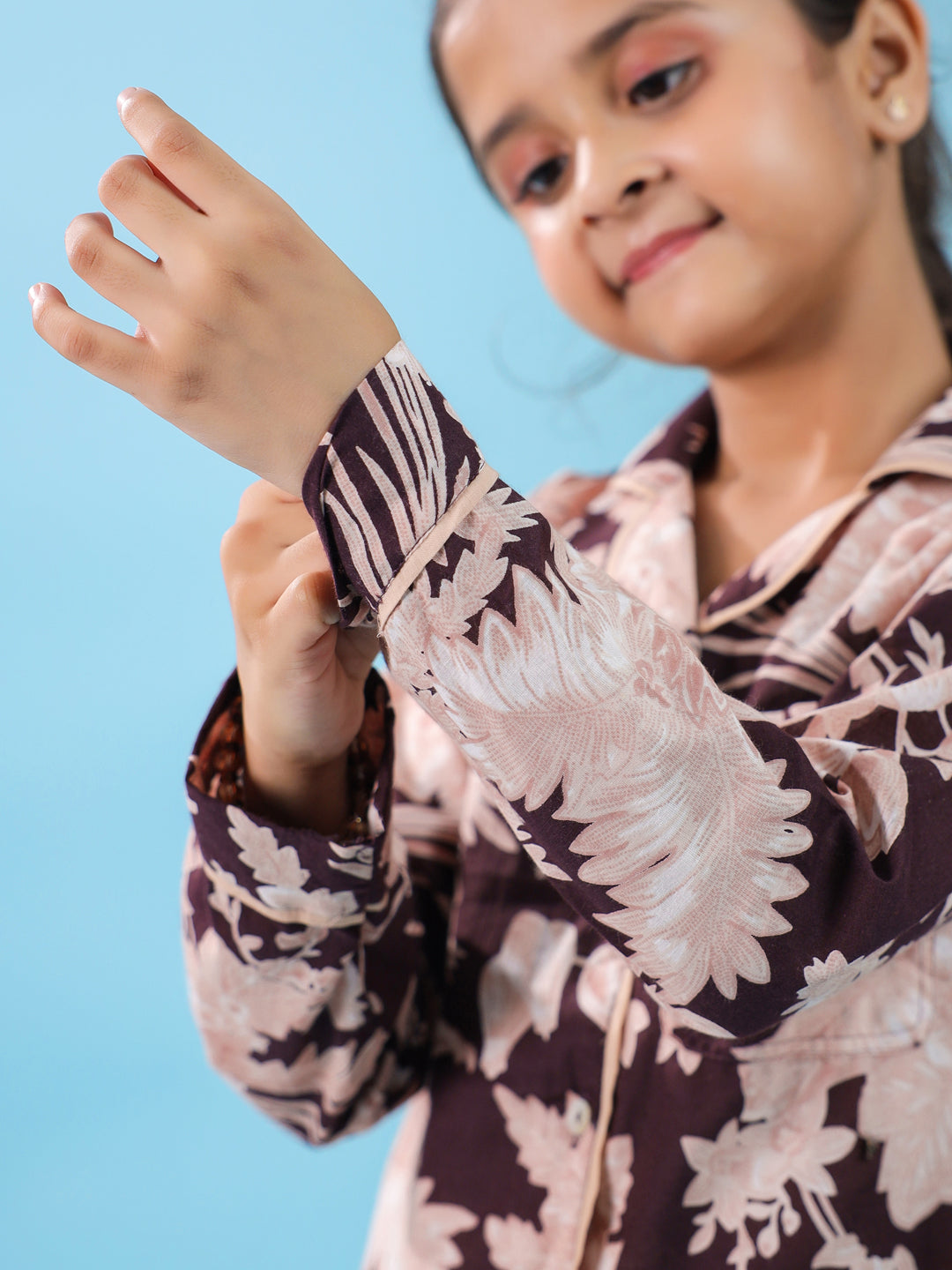 Floral Printed Full Sleeve Night Suit Set