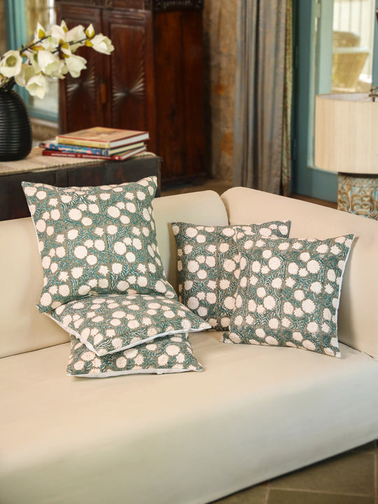 Cotton Off White Colour Floral Cushion Covers