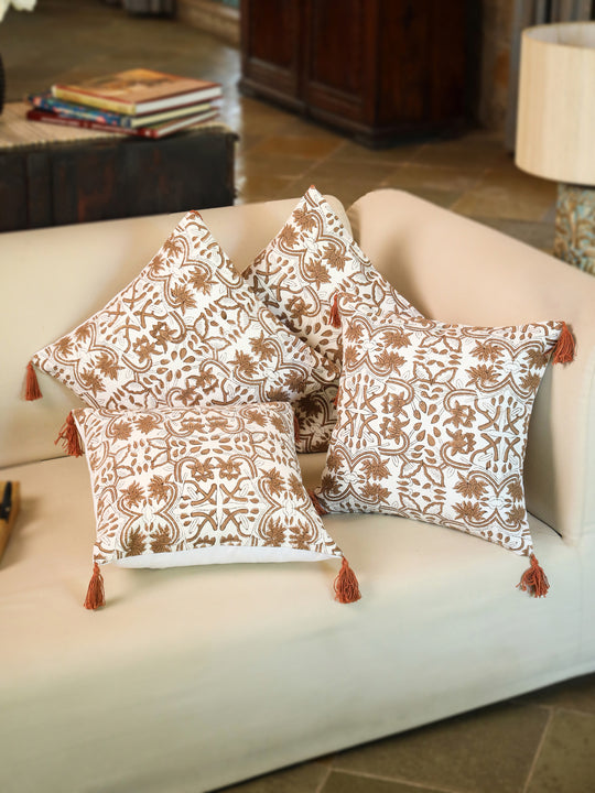 Cotton Brown Colour Ethnic Motifs Cushion Covers