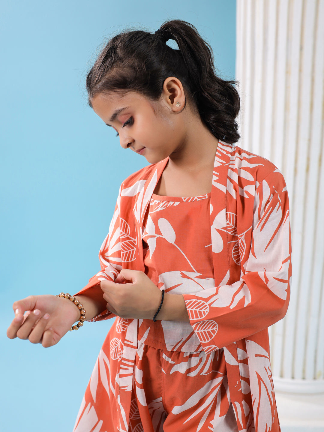 Set Of 3 Floral Cotton Night Suit Set