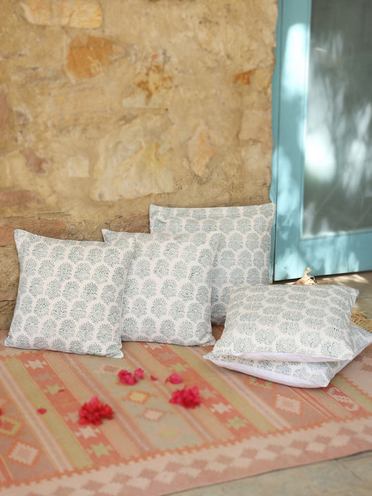 Cotton Green Colour Ethnic Motifs Cushion Covers