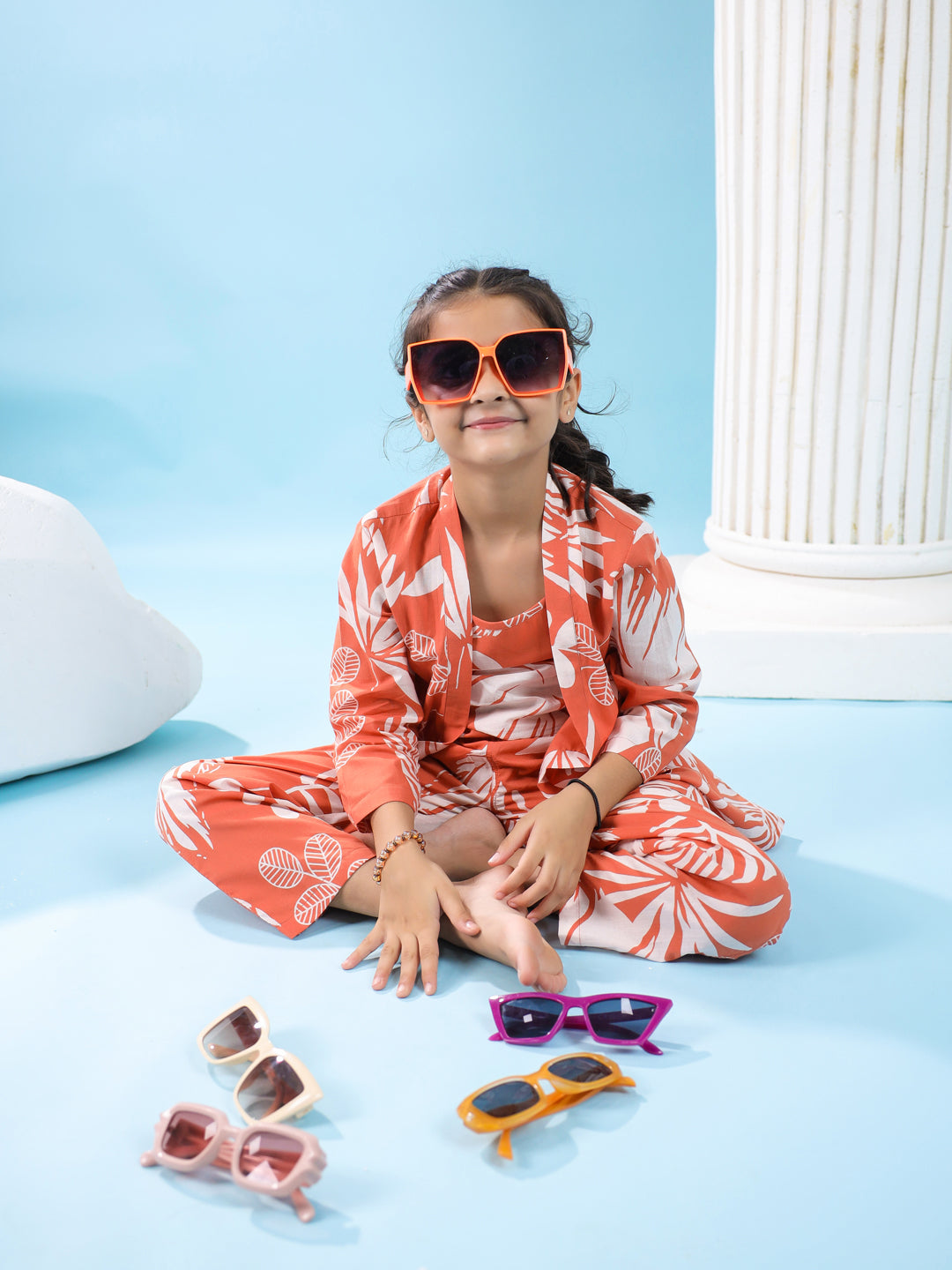 Set of 3 Floral Cotton Night Suit Set
