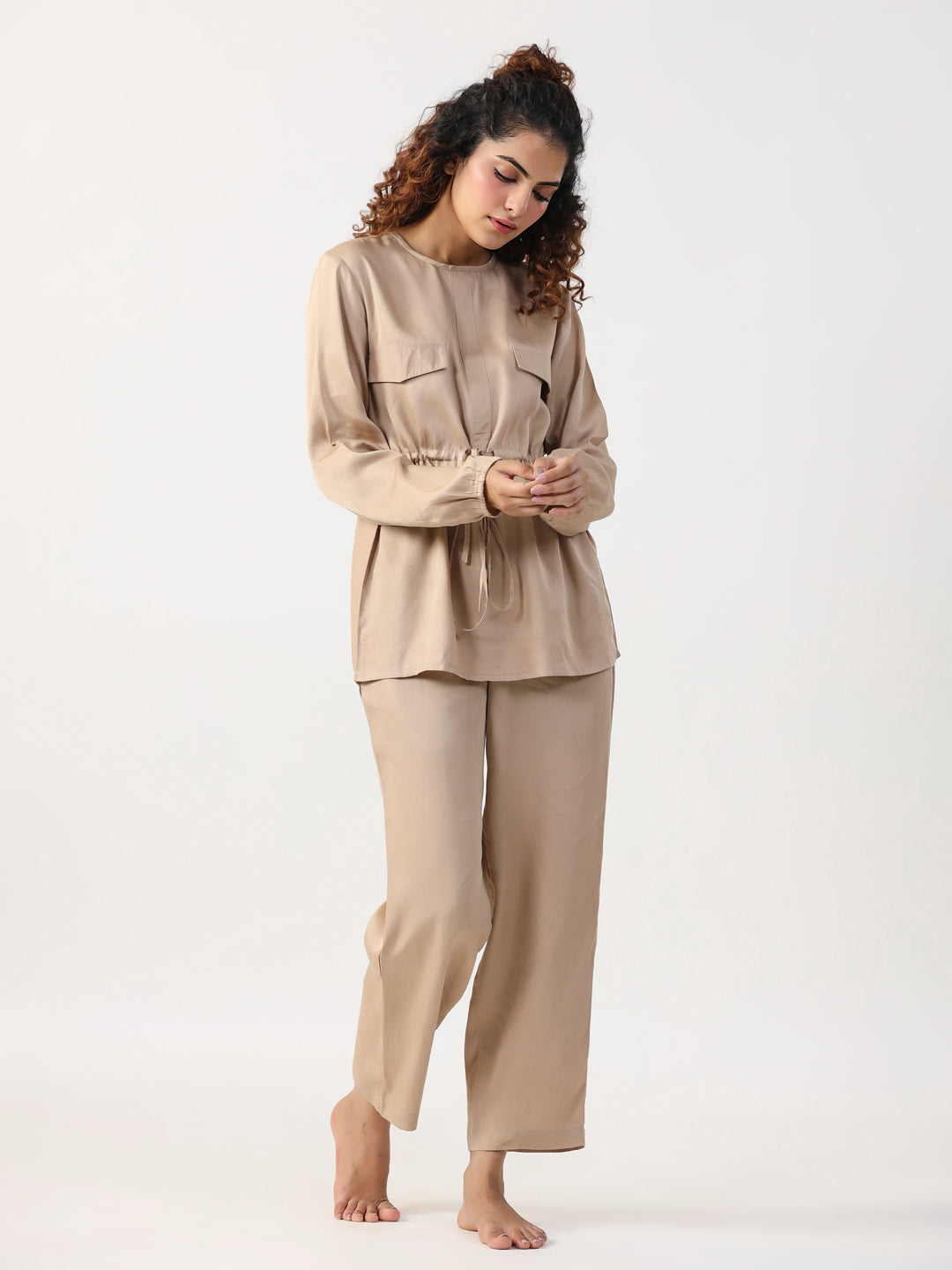 Women Beige Modal Co-Ord Set