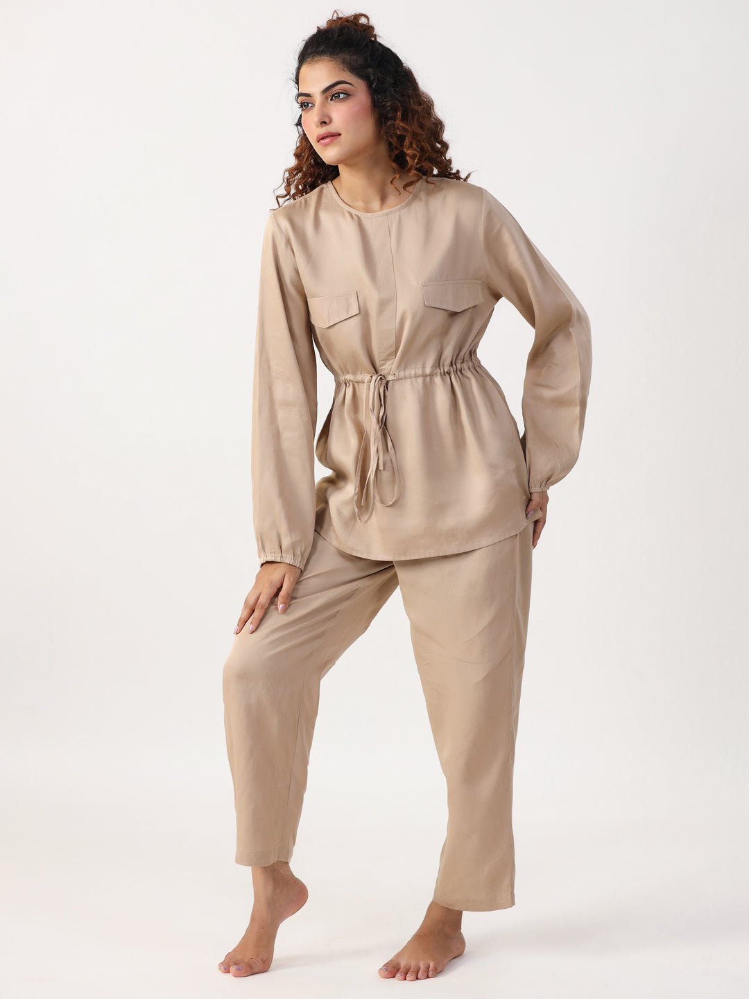 Women Beige Modal Co-Ord Set