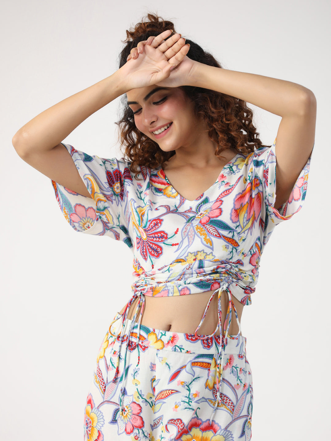 Floral Printed Night Suit set - SanskrutiHomes 