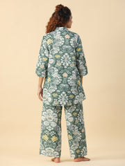 Green  Printed pure cotton co-ord set