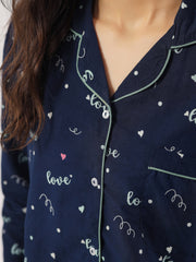 BLUE LOVE Cotton Night SUIT