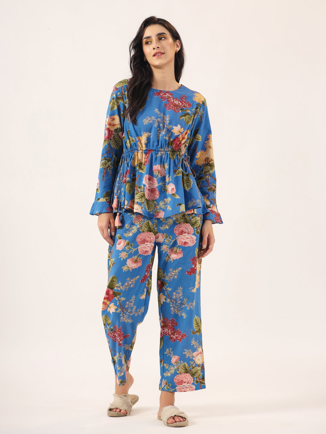 Cobalt blue Cotton Night SUIT