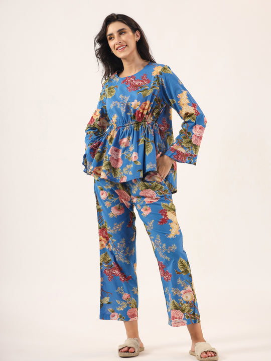 Cobalt blue Cotton Night SUIT