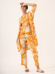 Yellow  Pure Cotton 3 peice  Night SUIT