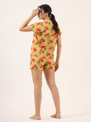 Mustard Shorts Night Suit Set