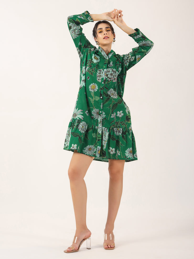 Dark green Cotton  Lounge Dress