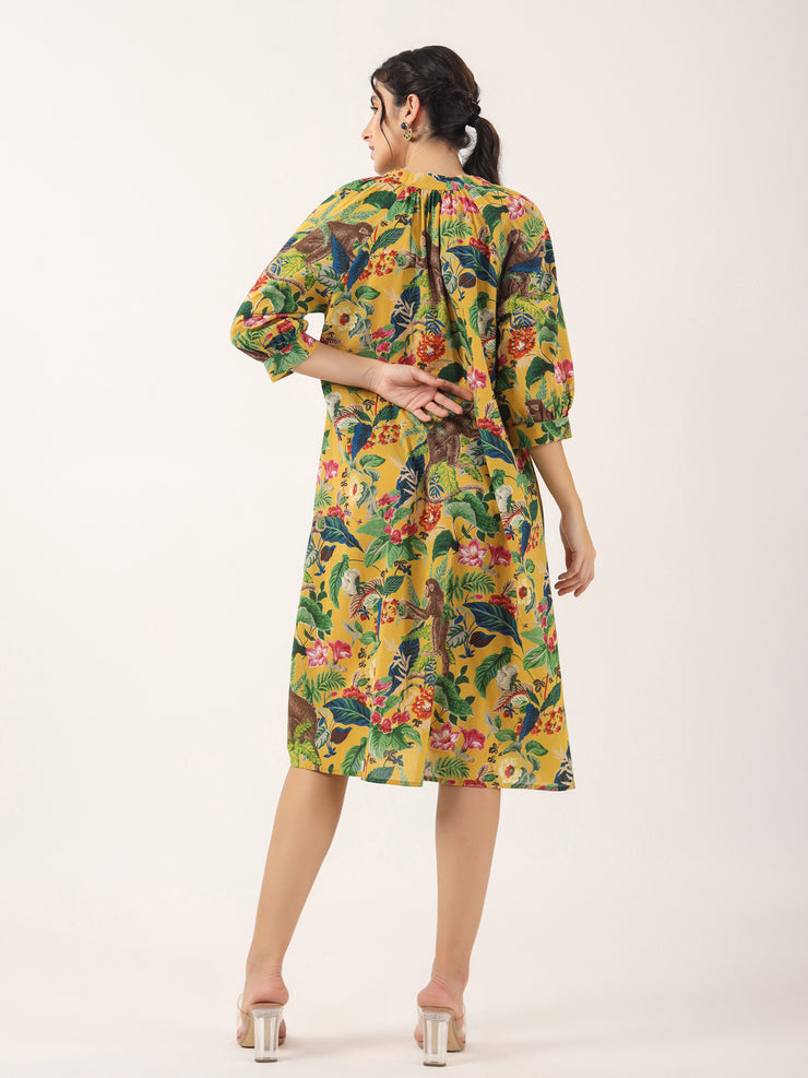 Monkey print Cotton Lounge Dress