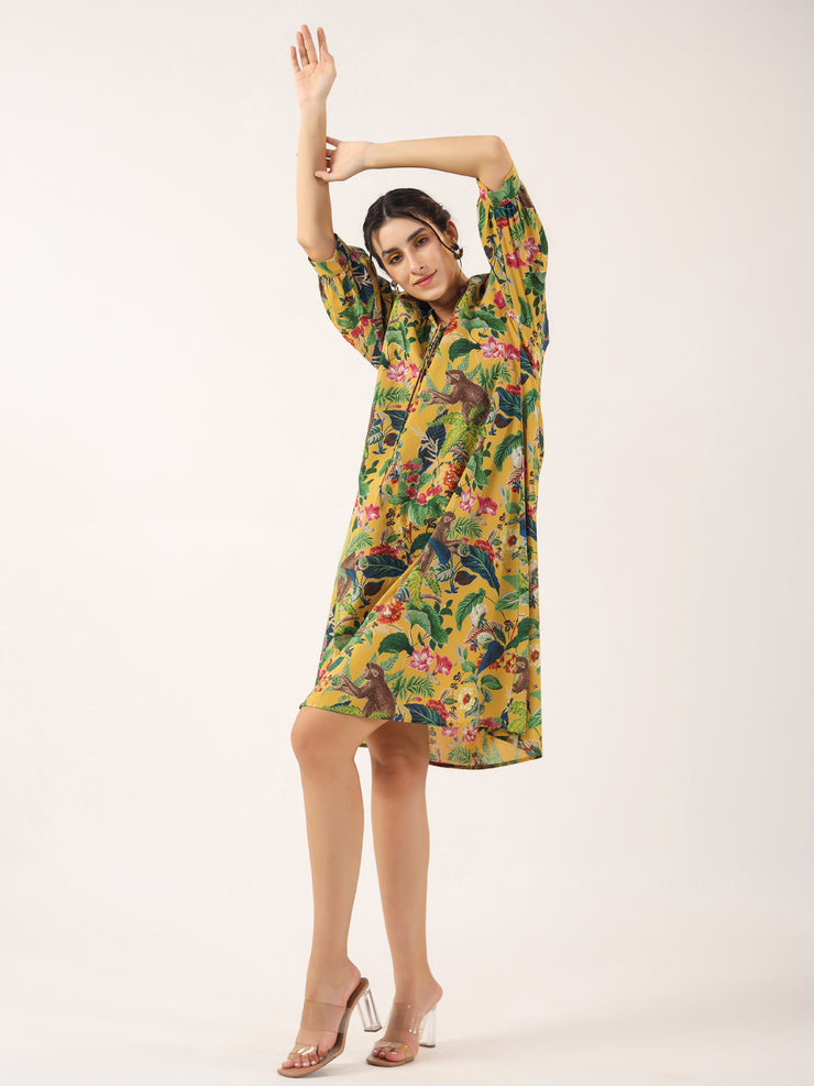 Monkey print Cotton Lounge Dress