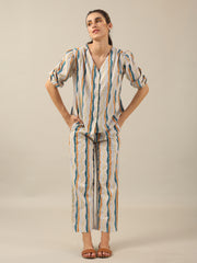 Line print  Cotton Night SUIT