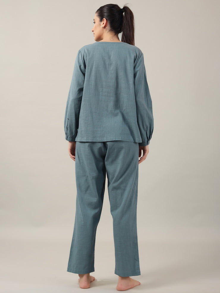 POWDER BLUE SOLID Night SUIT