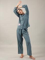 POWDER BLUE SOLID Night SUIT