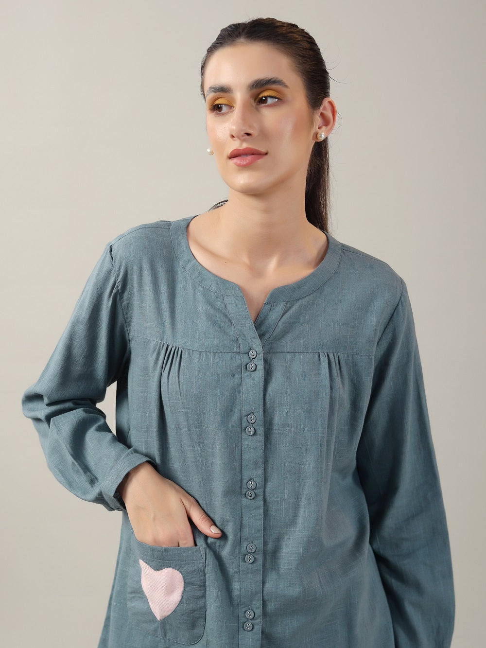 Brown Cotton Courdroy Co-Ords Set With Skirt