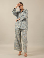 Blue Floral LOOSE FIT Palazzo Loungewear Set