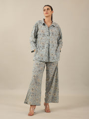 Blue Floral LOOSE FIT Palazzo Loungewear Set